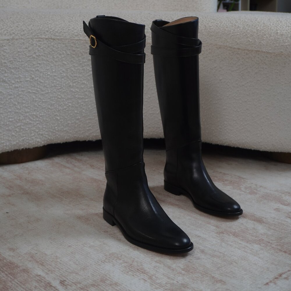 Banana Republic Cheval Leather Riding Boots Black Italian Leather Size SOLD OUT